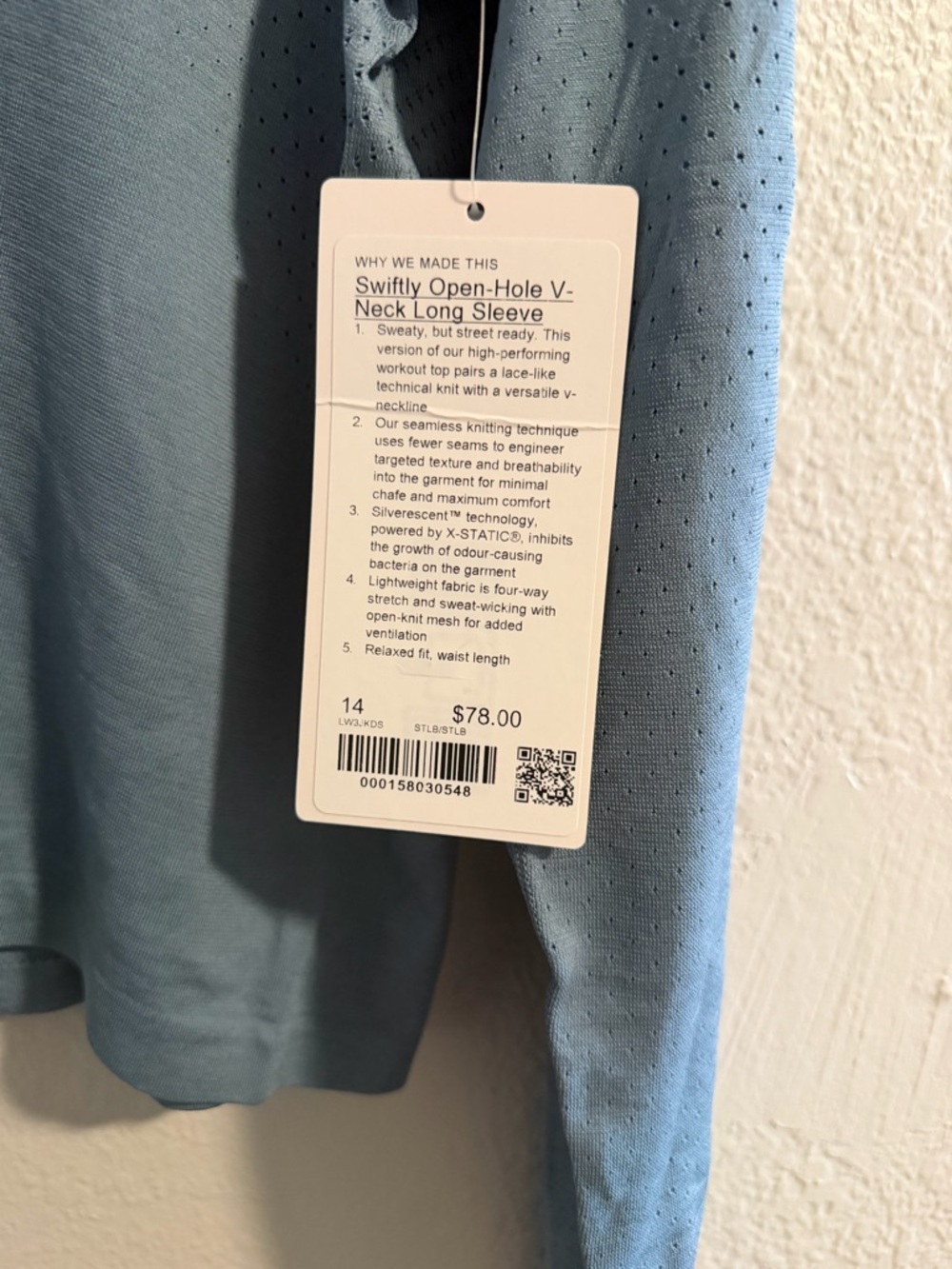 lululemon athletica Light Blue/blue steel Open-Hole V-Neck Long Sleeve Top - Picture 3 of 3